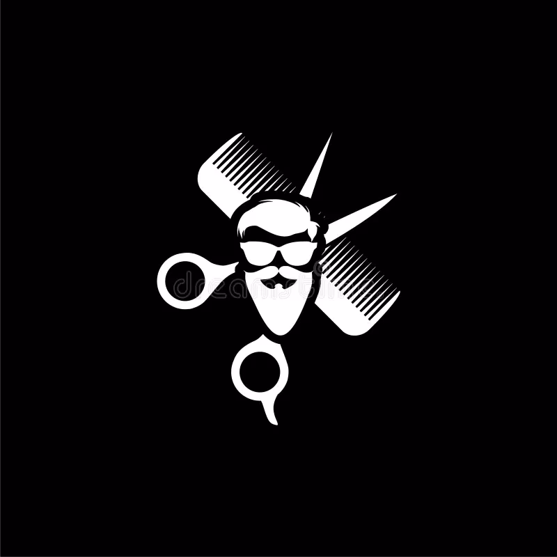 Was sind typische Gegenstände in einem Friseur-Logo?