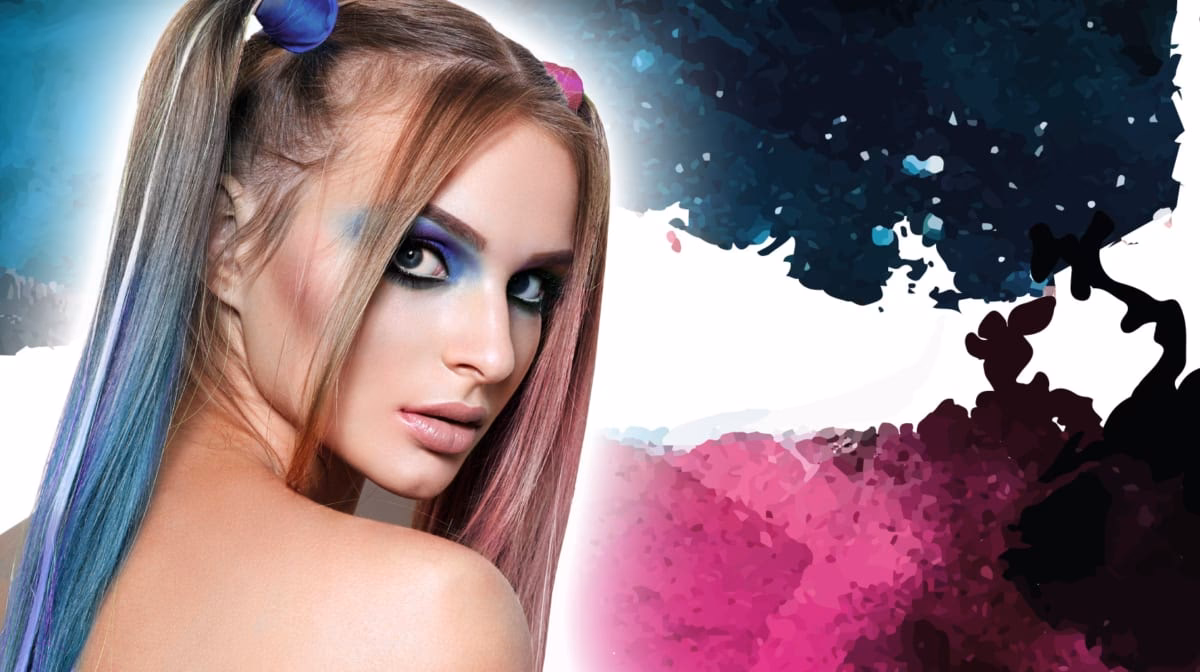 How do you color a Harley Quinn hairstyle?