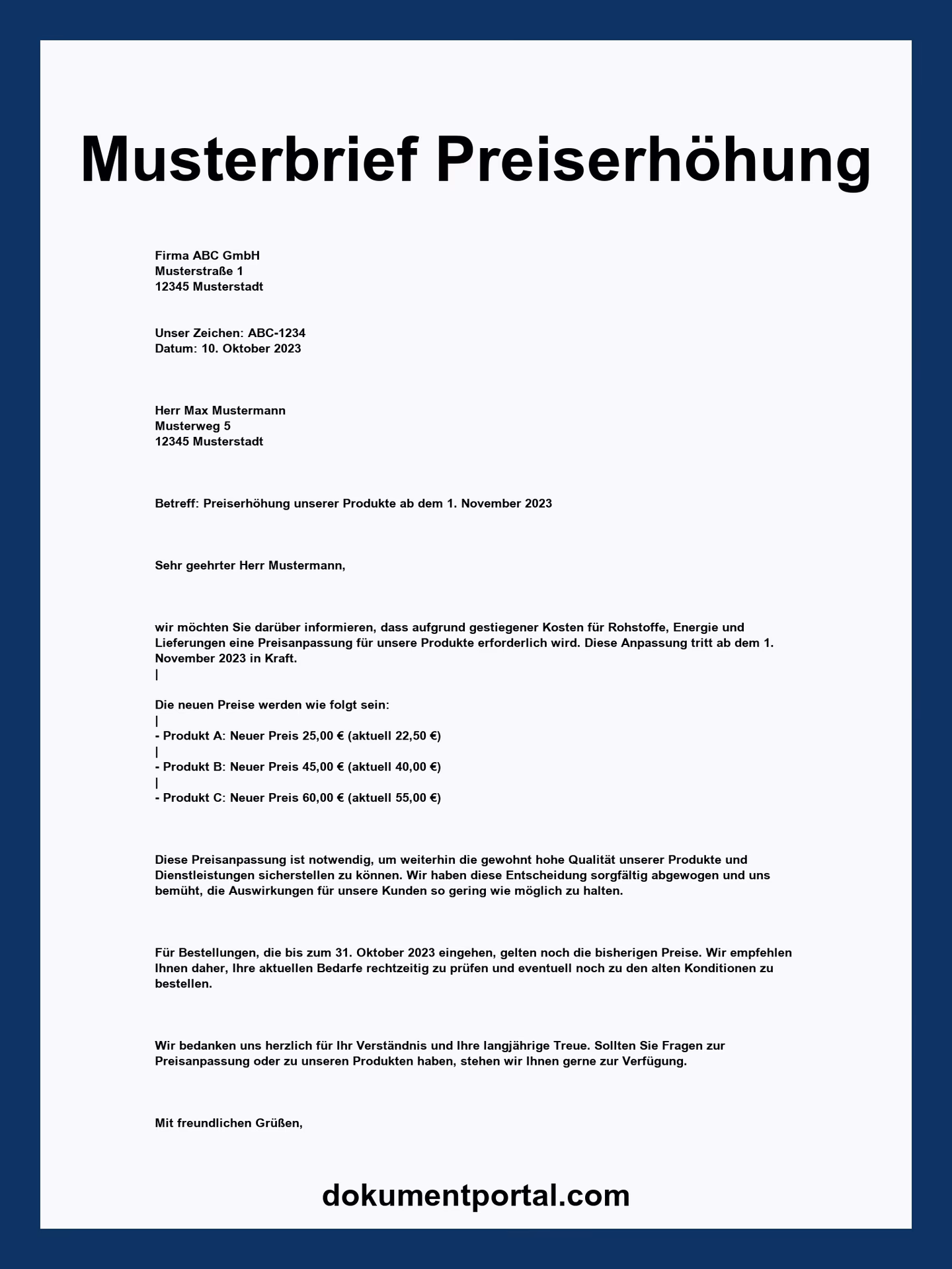 Wie begründe ich eine Preiserhöhung?